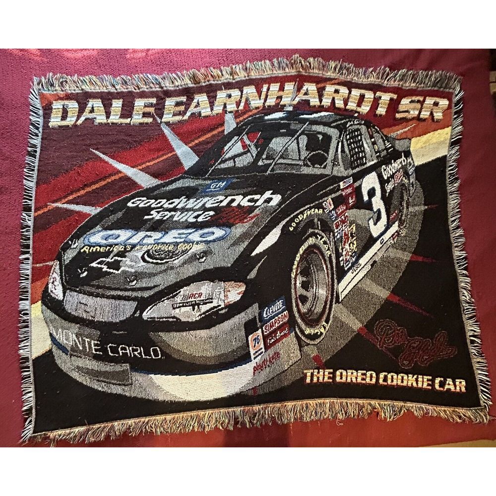 Vtg Dale Earnhardt Sr Throw Intimidator #3 Oreo Car NASCAR Tapestry Afghan 58x44